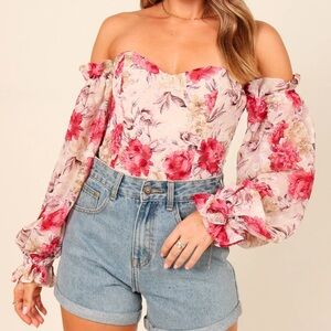 Seven Wonders Off Shoulder Sweetheart Floral Bodysuit - Small/04